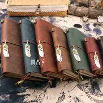 tn Japanese travel hand Teller book cowhide notebook loose-leaf a7a6a5 retro handmade notepad diary Bell
