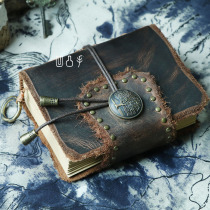 Wire-mounted magic book cowhide notebook natural burrs Crazy Horse copper buckle retro thickened a6a5a4 literary notepad