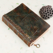 A4 lotus leaf handmade leather cowhide notebook thick large notebook hand drawn sketch book custom recipe wine list