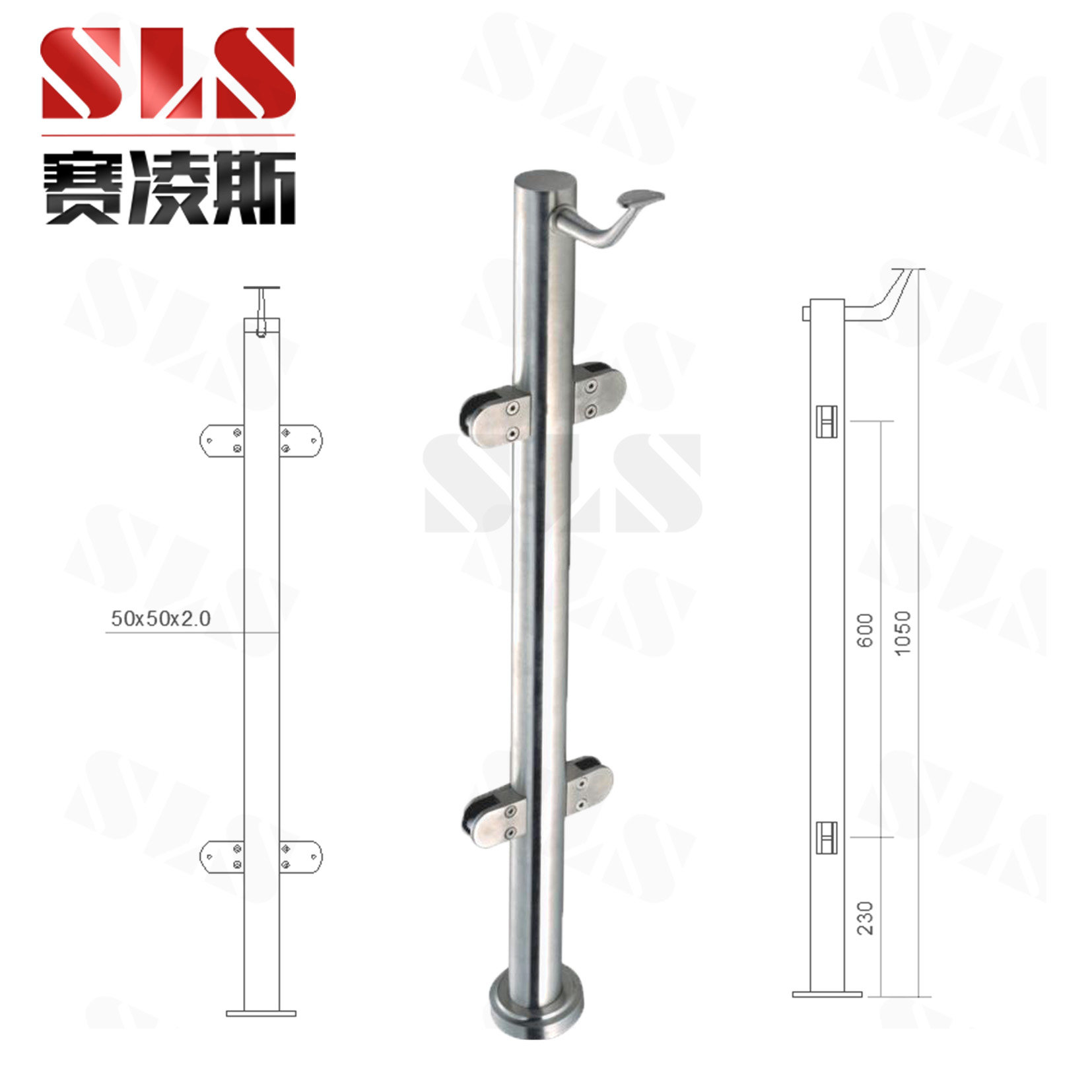 304 stainless steel stair column round tube column can be customized glass fixture guardrail fixed hardware column - Taobao