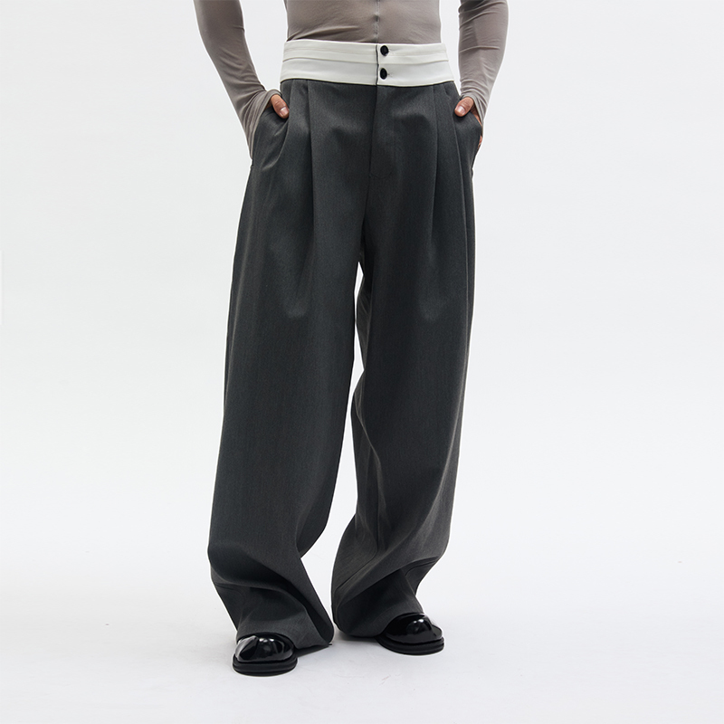 Southstudio Unisex Wide-Leg Loose White Dress Pants with a Drapey Waistband, Casual Dress Pants