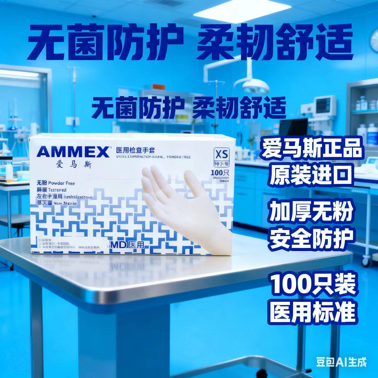 爱马斯一次性乳胶手套白色无粉麻面工业诊所实验室手套现货TLFCMD