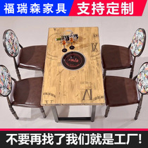 Retro theme hot pot table and chair combination induction cooker gas stove hot pot table and chair non-smoking barbecue hot pot restaurant table