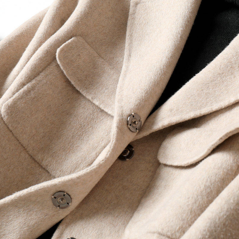 Find the sense of young girl age reduction winter solid color small double-sided cashmere coat high-end short wool coat female