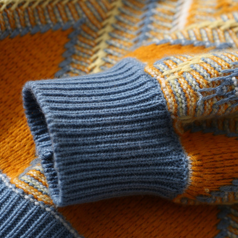 Strength giant's amazing craftsmanship Aesthetic Thickening Geometric Gallows Craftsmanship Loose Wool Round Collar Sweater Women