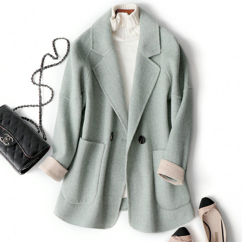 Autumn and winter new small high-end short Hepburn style double-sided cashmere coat wool small blazer women