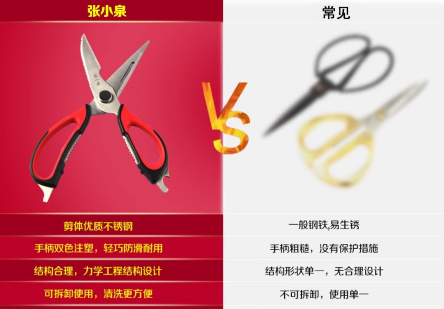 安享好物 安享D级厨房剪-张小泉多功能厨房剪  