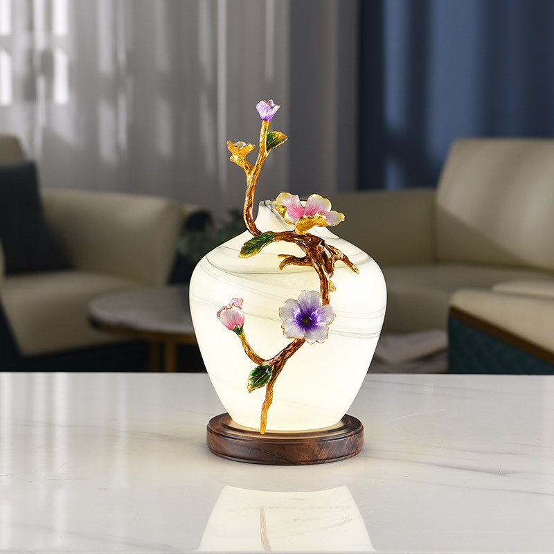 New Chinese table lamp All bronze Ornament Vase Lamp Swing Piece Zen Living-room Xuanguan Wedding House China Wind Creativity Decorative Lamp