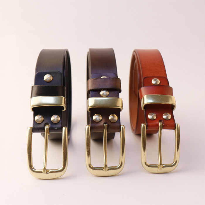 Ben Life Year Waist Chain Italian Tannic Leather Head Layer Scalloo Belt Needle Buckle Denim Vinogue Fashion Pants With Pure Cow Leather