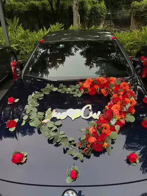 Wedding limousine flower mud with suction cup Heart-shaped round hand bouquet with front float suction cup with mud flower arrangement mud decorative supplies