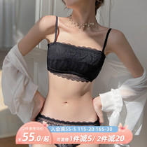 Thin section black lace Breasted Without Shoulder Strap Womens Underwear New 2020 Exploits Without Steel Ring Sexy Bra Hood