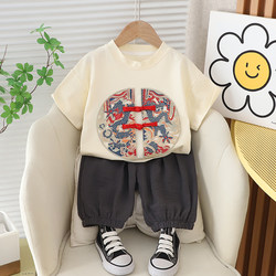 Boys Summer Suit 2024 New Baby Chinese Style Short Sleeve Western Style Two-piece Handsome Children Summer Tang Suit