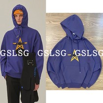 Original factory inspection ADER full set of Korean fashion brand autumn and winter five-pointed star pattern purple loose hooded sweater men and women