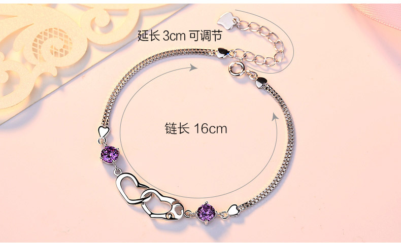 Bạc Qianhui sterling bạc vòng đeo tay cô gái Hàn Quốc phiên bản của cá tính đơn giản vài sinh viên Sen Sở bạn gái đặt Swarovski zirconi