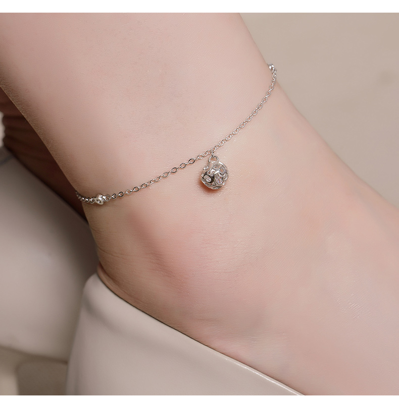 Bạc Qianhui s925 bạc vòng chân nữ mô hình chuông cung điện retro gió quốc gia Phiên bản Hàn Quốc của sinh viên đơn giản Sen chân chuỗi lắc chân vàng 18k
