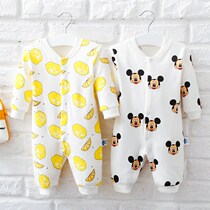 Autumn long-sleeved jumpsuit female baby 5 months four cotton baby clothes 6 Spring Autumn hug 0 to 3 out male