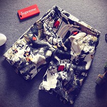 Loose big pants men wear half flower pants sleeping men summer beach pants big pants Cotton