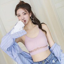 Light belt with bra beautiful back summer sling cross chest pad sexy short style gathering female anti-walking small vest wrap chest