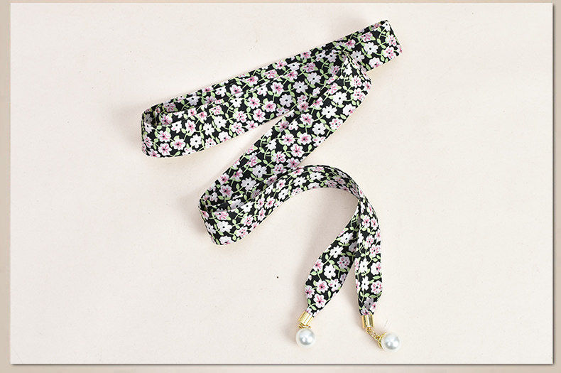 百搭女织带细腰带 窄款小碎花腰链配裙子打结长腰绳 珍珠装饰腰带详情19