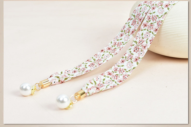 百搭女织带细腰带 窄款小碎花腰链配裙子打结长腰绳 珍珠装饰腰带详情16