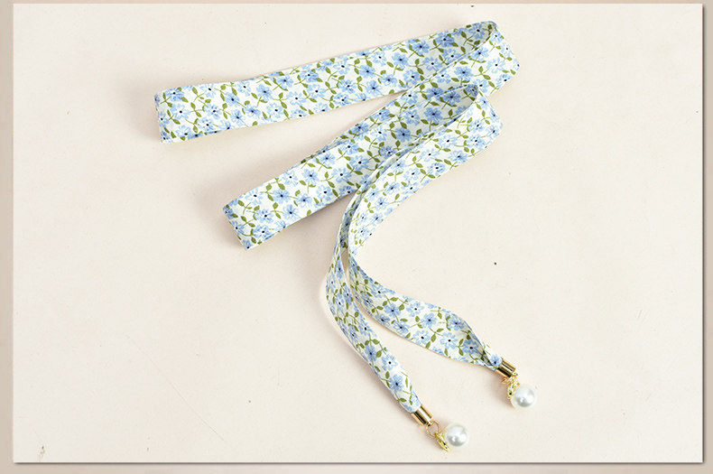 百搭女织带细腰带 窄款小碎花腰链配裙子打结长腰绳 珍珠装饰腰带详情10