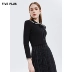 NĂM PLUS của Phụ nữ Mùa xuân Váy len ren khâu Váy dài Vòng eo cao Tính khí - Váy eo cao