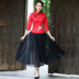 Sườn xám đầu hai mảnh swing lớn váy mùa thu mới thêu cải thiện sườn xám thời trang phong cách Trung Quốc phù hợp với cô gái 