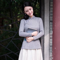 Tang suit retro modified fashion sexy temperament knitted cheongsam top chinese style republican style women's clothing chinese style tea clothing