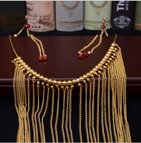 Dress retro veil chain head facing curtain ancient style mask curtain Hanfu hair accessories