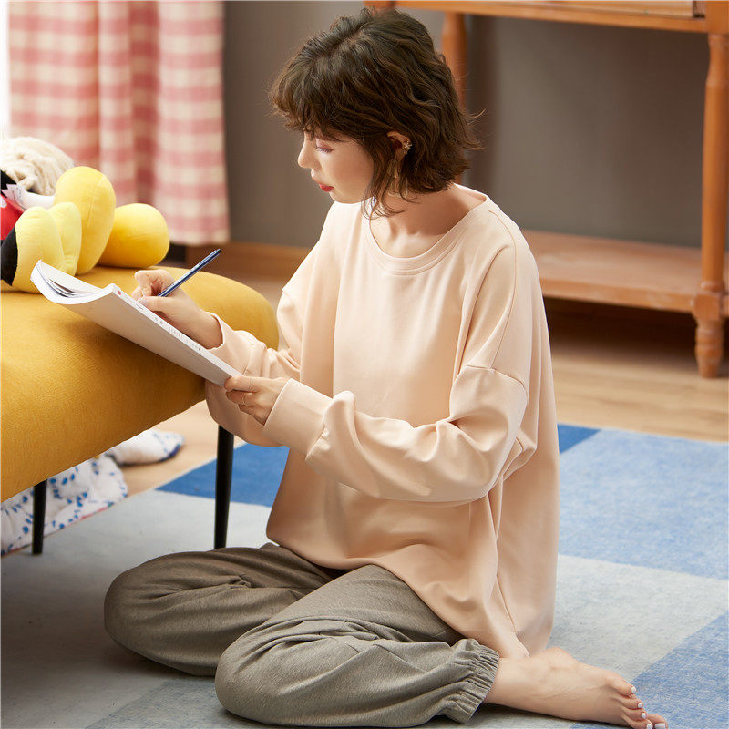 Yu Zhaolin pajamas women's spring and autumn long-sleeved cotton two-piece suit Korean version cute student cotton home clothes winter