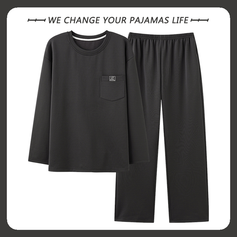 Pajamas for Men, Spring and Autum 2025 New Style, Long-Sleeved Pure Cotton, Large Size, High-End Home Wear, Two-Piece Set Pajamas for Men, Spring and Autum 2025 New Style, Long-Sleeved Pure Cotton, Large Size, High-End Home Wear, Two-Piece Set