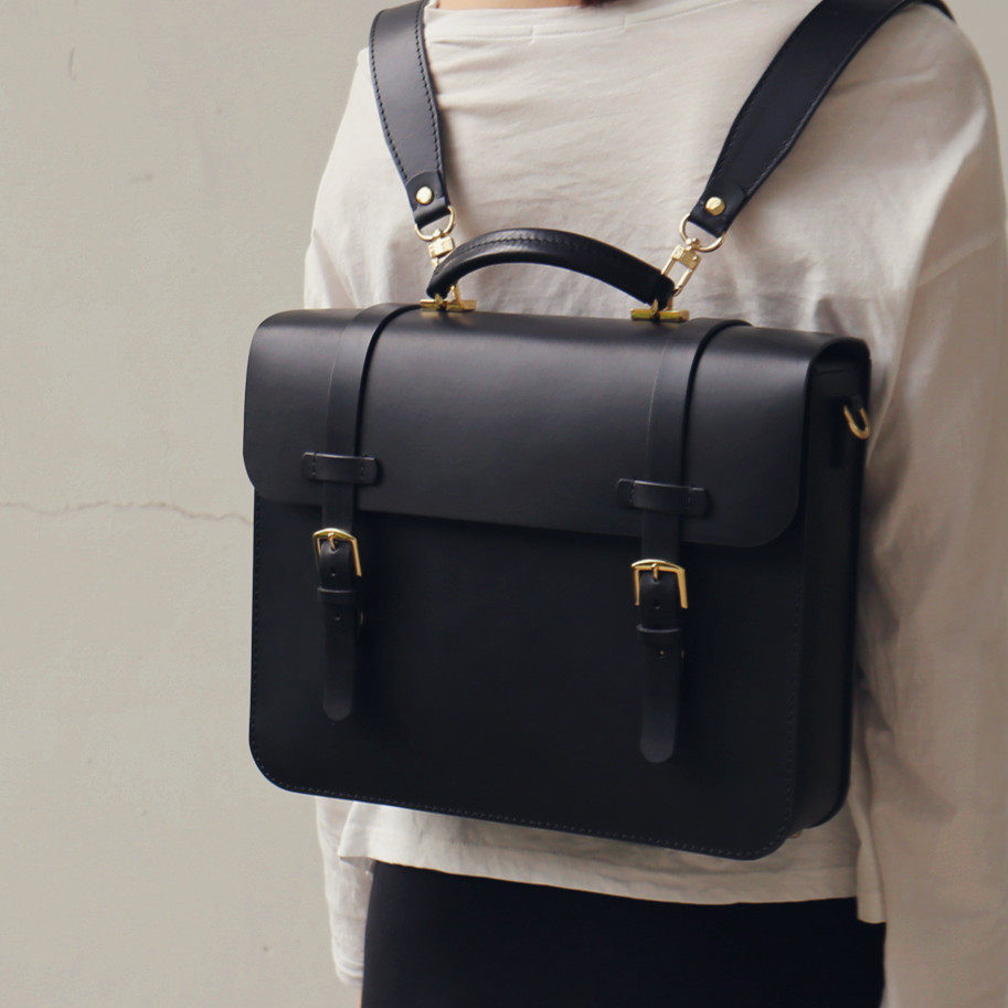 Maison handmade × hand single shoulder bag Inron double shoulder bag brown plant tannic leather calf leather customizable lettering