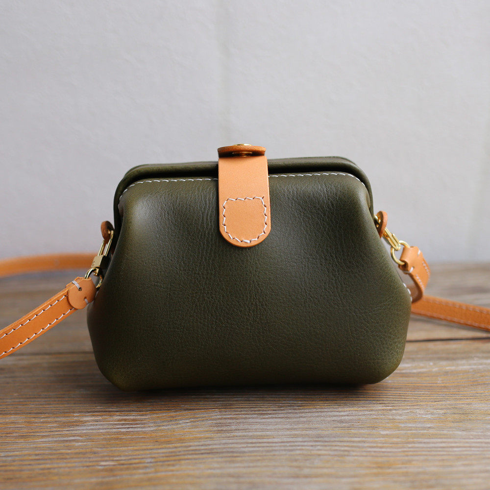 Maison handmade × carry-on mini-doctor bag mouth red packet calf leather mouth gold bag custom lettering