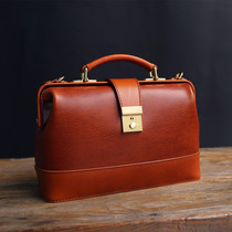 Manliu Artisanal X Couples Hand Briefe Briefcase Business Lip Gold File Bag Brown Size Customised