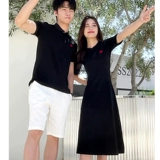 Парная одежда для влюбленных, трендовая летняя одежда, длинное платье, мини-юбка, футболка polo, хлопковая юбка, короткий рукав