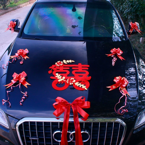 Украшение свадебного автомобиля в китайском стиле, цветы на борт автомобиля, макет украшения плавающего поплавка со счастливым словом в китайском стиле, макет парка цветов для свадебных автомобилей