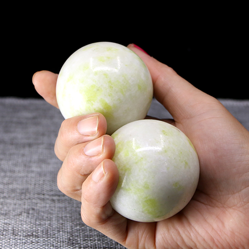 Natural real jade fitness ball hand play plate Lantian jade handball jade health care massage finger exercise hand grip