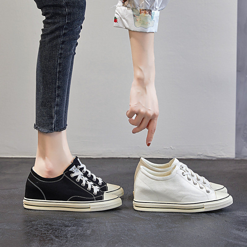 Street shoes recommended by the super leg long inner increase women's shoes tide spring and summer breathable small white shoes canvas tide