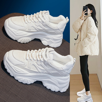So pretty~ Genuine leather dad shoes for women 2024 new thick-soled spring white shoes versatile height-increasing sneakers