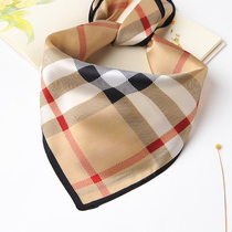 Baby plaid silk small square scarf boy mulberry silk scarf girl autumn and winter silk scarf British triangle scarf scarf