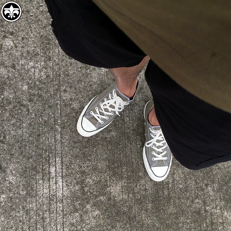 Converse 1970s Samsung tiêu chuẩn quân đội xanh cỏ xanh cao và thấp giày vải 162060C 162052