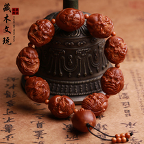 Olive core carving evil monk Buddha Master hand string Olive Hu Hao horizontal Buddha beads bracelet Men and women play with Su Gong handmade