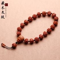 Dragon walnut carving eighteen Arhat hand string Hand-held text play small seed Walnut Buddha beads bracelet for men and women Su Gong Olive core