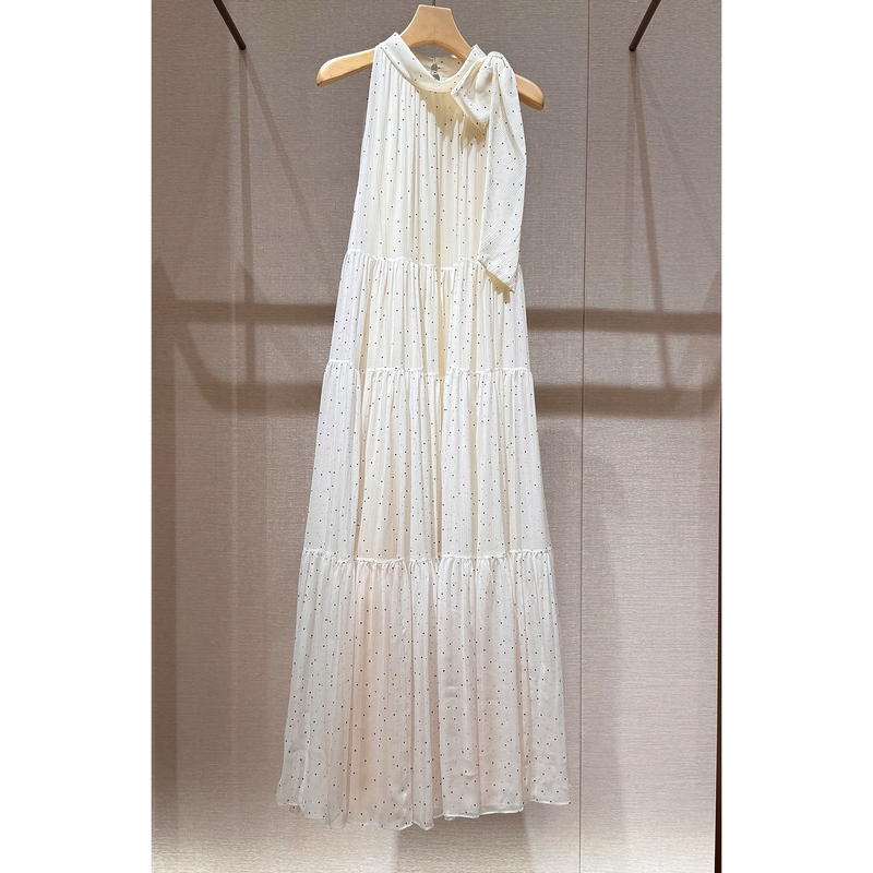 2026 Summer New Style Elegant White Sleeveless Halter Neck Midi Dress for Women, Vacation Style 2026 Summer New Style Elegant White Sleeveless Halter Neck Midi Dress for Women, Vacation Style