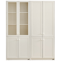 Quanyou Home cream style two-door bookcase living room bedroom small apartment with glass multi-partition cabinet 600621