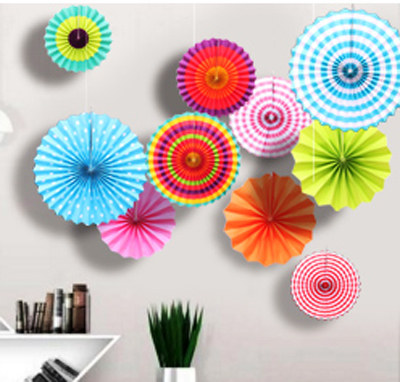 Kindergarten air corridor folding paper fan creative decoration stage decoration mall drawing props