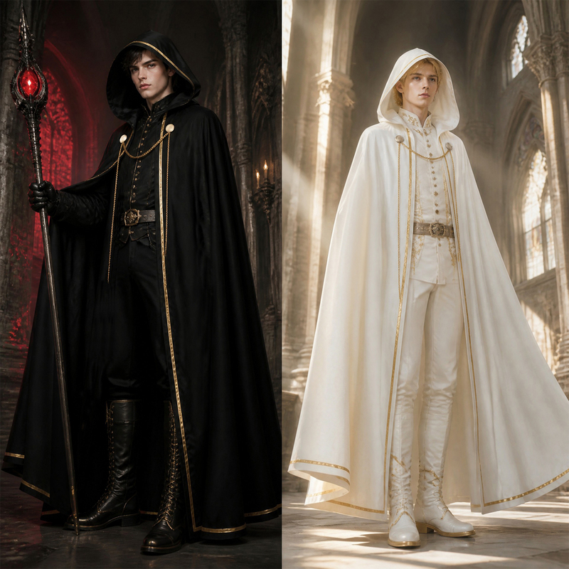 In-Stock Amazon Medieval Wizard Cloak Cosplay Costume with Gold Trim, Magician Robe, Halloween Performance Costume In-Stock Amazon Medieval Wizard Cloak Cosplay Costume with Gold Trim, Magician Robe, Halloween Performance Costume