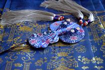(Xingxangzi handmade) gourd purse Song brocade silk silver blue tassel bag Ming Chinese clothing accessories