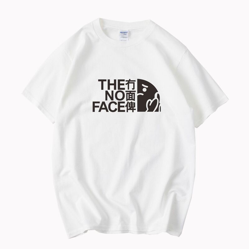 The No Face No Face No Face Fun English Short-Sleeved T-Shirt Summer Pure Cotton Half-Sleeve Unisex Cantonese Clothing