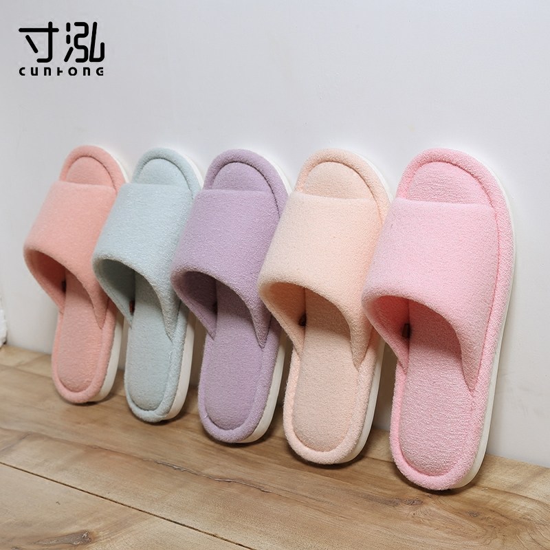 Jing Hong 2017 New Fall Winter Cotton Fabric indoor slippers and ladies couples Japanese - style pure color non - slippers cotton floor slippers